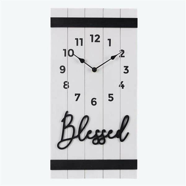 Youngs Wood Baby & Love Slat Board with 3D Typography Wall Clock 21384